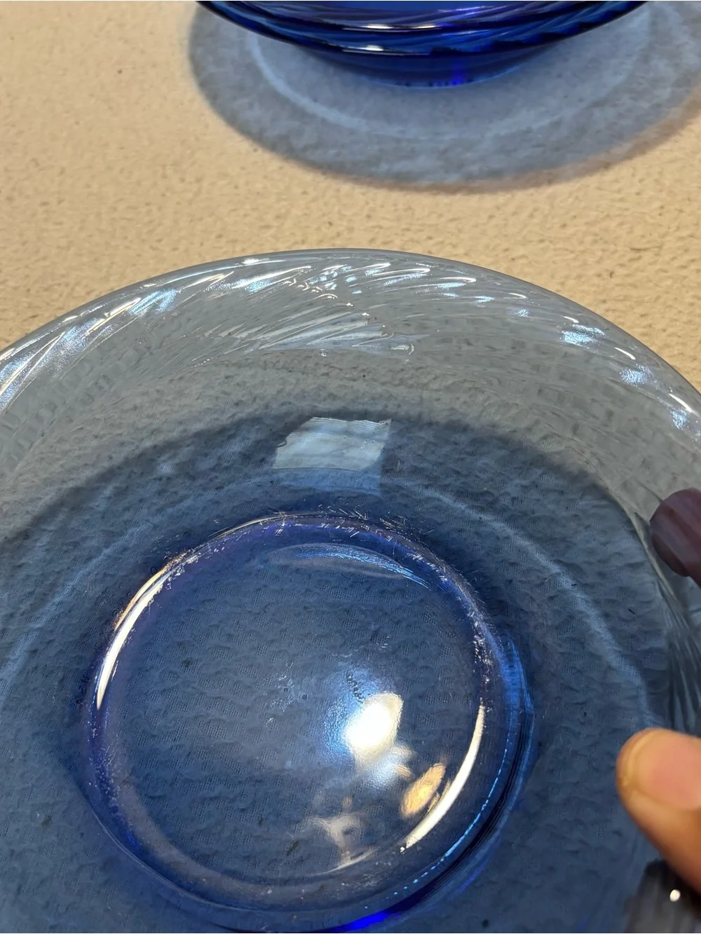 Vtg. Pyrex Festiva Cobalt Blue Swirl Glass Cereal Bowls - Set of 3